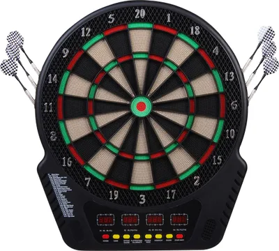 Produktbild von Elektronische Dartscheibe Dartboard Dart-set mit LED Anzeige mit automatischer Wertung Soundeffekte 6 Darts 24 Dartköpfe 27 Spiele und 243 Trefferoptionen für 16 Spieler 44 x 51,5 x 3,2 cm