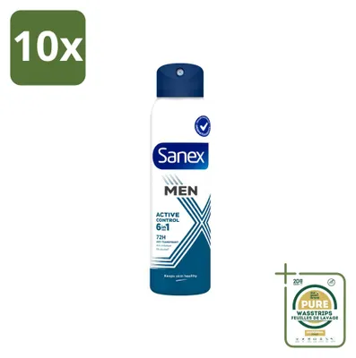 Image de 10 sprays déodorants Sanex Men, action 72 heures, contrôle actif – 200 ml – Pack économique – 10 pièces