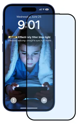 Produktbild von ANANK – 2.5D 5× verstärktes Schutzglas mit Blaulichtfilter für iPhone 17 – schwarz