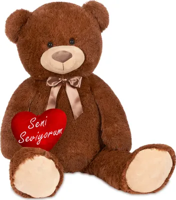 Immagine prodotto di BRUBAKER XXL Orsacchiotto Seni Seviyorum - 100 cm peluche marrone con cuore e fiocco - Peluche