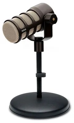 Zdjęcie produktu dla Czarny mikrofon do podcastów Rode Podmic ze statywem stołowym MS032