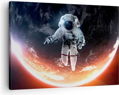 Produktbild von Bild auf Leinwand - Leinwandbild - Kosmonaut Weltraum - 70x50cm - Wand Bild - Wanddeko - Wandbilder - Leinwanddruck - Bilder - Kunstdruck - Wanddekoration - Leinwand bilder - Wandkunst - AA70x50-3500