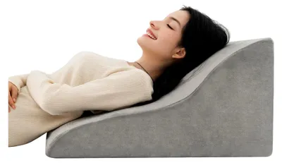 Produktbild von Ergonomisches Keilkissen, Weiches Lesekissen aus Schaumstoff, Rückenkissen mit waschbarem Bezug, Kissen mit tragbarem Griff für Beine, Rücken, Hals