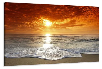 Produktbild von 5038 Strand bei Sonnenaufgang Leinwandbild 120x80 cm