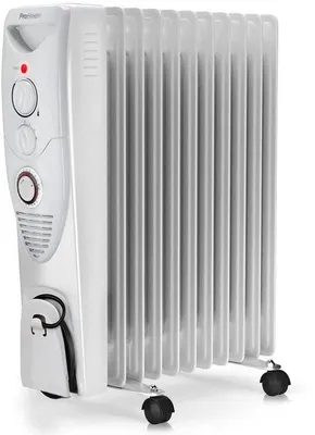 Productafbeelding van Elektrische Kachel 2500 W - Oliegevulde Radiator - 11 Ribben - Timer En Thermostaat - Wit - Vloermodel