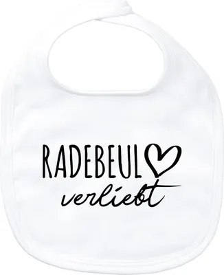 Produktbild von Huuraa Baby Lätzchen Radebeul verliebt White Klettverschluss  Baumwolle Latz Geschenkidee