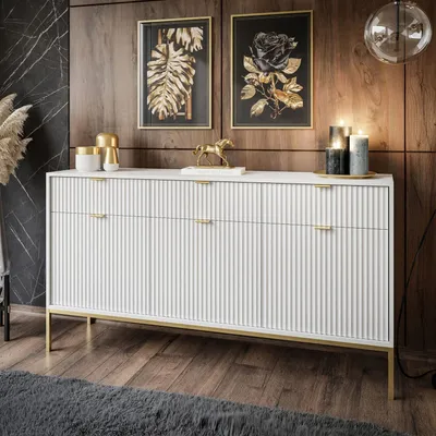 Produktbild von CORTADO GOLD Kommode KSZ154 mit 154 cm Schubladen weiß