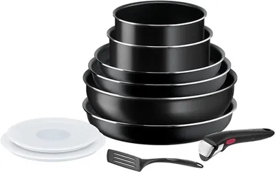 Produktbild von Tefal L1599802, Gemischtes Set, Schwarz, Aluminium, Schwarz, Thermo-Punkt, Abnehmbar