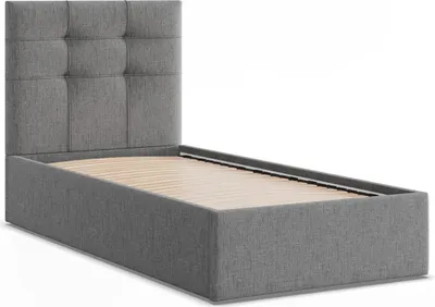 Produktbild von Polsterbett SORIA 90x200 ohne Bettkasten mit Holzlattenrost, Einzelbett mit Kopfteil Dunkelgrau Geflecht