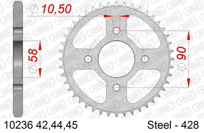 Produktbild von AFAM Kettenrad 10236-44 Hinten Stahl