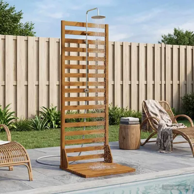 Productafbeelding van Maison Exclusive - Buitendouche 205,5 cm. Gemaakt van massief akaziahout en roestvrij staal, natuurlijke uitstraling