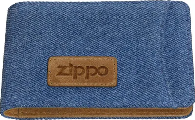 Produktbild von ZIPPO - Denim Credit Card Wallet - Bi-Fold Kreditkarten Geldbörse Leder Braun Jeans Brieftasche Halter Portemonnaie 2007143