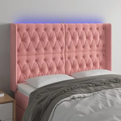 Produktbild von The Living Store LED Kopfteil Rosa 147x16x118/128 cm Samt