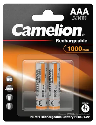 Produktbild von Camelion NH-AAA1000BP2, Wiederaufladbarer Akku, AAA, Nickel-Metallhydrid (NiMH), 1,2 V, 2 Stück(e), 1000 mAh