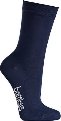 Produktbild von TippTexx 24 6 Paar Bambus Kinder Socken, handgekettelt für Mädchen/Jungen, Marine, Größe 31-34
