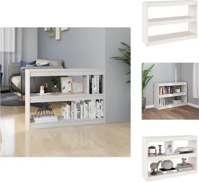 Obrázek produktu pro vidaXL Regál s rozdělovačem místností bílý 100x30x71,5 cm z masivního borovicového dřeva - Regály a knihovny