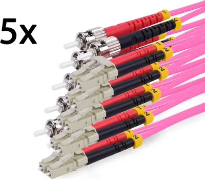 Produktbild von TPFNet 5er LWL Patchkabel, 50/125µm, OM4-Faser, Duplex ST/LC, violett, 7,5m