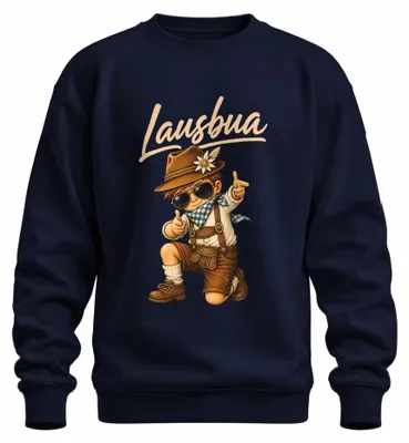 Obrázek produktu pro Lausbua: Tričko s tradičním motivem, kožená kalhoty, sukně Dirndl, mikina, svetr, tmavě modrá barva, velikost 3XL