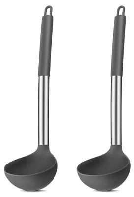 Produktbild von Solidchoice – 2-teiliges Silikonsaucenlöffel-Set mit Edelstahlgriff