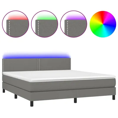Produktbild von vidaXL Boxspringbett mit Matratze & LED Dunkelgrau 180x200 cm Stoff