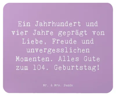 Produktbild von Mr. & Mrs. Panda Mousepad Spruch 104. Geburtstag - Lavendeltraum - Geschenk, Alter, Liebe, Andenken, Jahrhundert, pc, Mauspad, handgefertigte Produkte, Mouse Pad