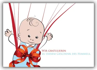 Produktbild von 4x Schöne Babykarte zur Geburt eines Jungen: Wir gratulieren