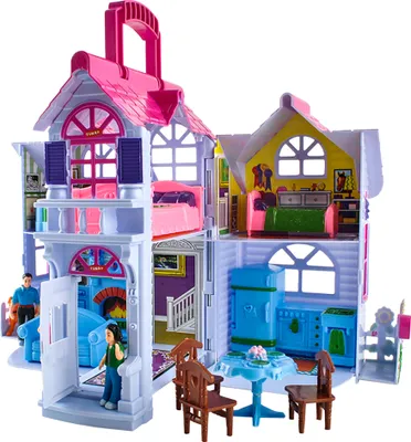Image de Set de maison de poupées Dépliable Portable Meubles de maison de poupées Poupées Jouets éducatifs pour filles de 3 ans et plus Multicolore 22612