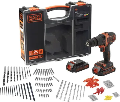 Produktbild von Black & Decker Akku-Schlagbohrmaschinen-Set, 18 Volt, 163 teilig