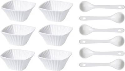 Produktbild von Porzellanschüssel-Set mit Löffel 12-tlg. quadratisch