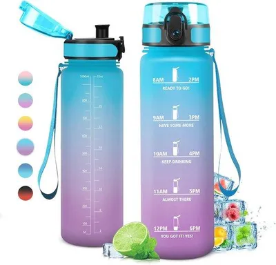 Produktbild von Famanu Sportflasche 1 Liter - Ergonomische und auslaufsichere Trinkflasche für Sport und Freizeit