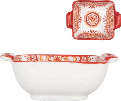 Produktbild von Clayre & Eef Schale 75 ml Weiß Rot Keramik