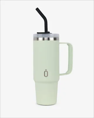 Image de Tasse isotherme Runbott Latt avec poignée et paille – 800 ml, melon