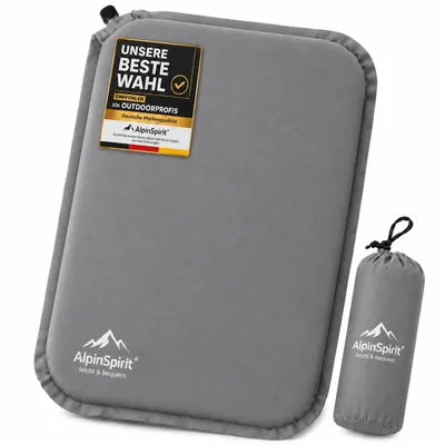Produktbild von AlpinSpirit Sitzkissen Outdoor Aufblasbar [Packmaß & bis 5cm] Selbstaufblasend, Faltbar & Ultraleicht, 40x30 cm, Wasserdichtes Sitzpolster für Outdoor, KI-generiertes Bild