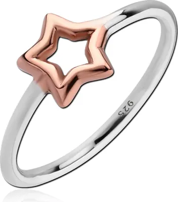 Produktbild von viva-adorno Gr. 54 (17,2 mm Ø) Damen Ring Fingerring Verlobungsring 925 Sterlingsilber Rosegold zweifarbig Stern SR39,