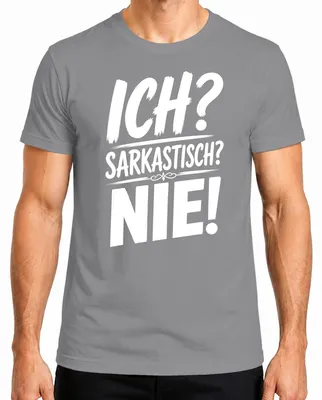 Productafbeelding van Ik? Sarcastisch? Nooit! Ironie, humor, sarcasme, statement, cynisme. Heren T-shirt, grijs, maat XL