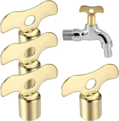 Imagen del producto de Juego de cuatro machuelos para roscar, fabricados en metal resistente, con revestimiento de latón, para uso en calentadores y grifos