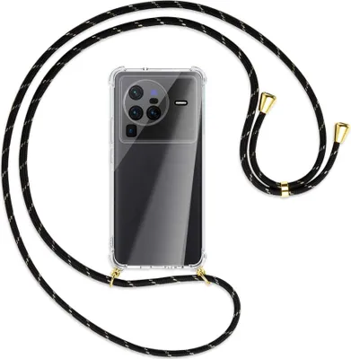 Produktbild von Handykette Backcover-Schutzhülle mit Band (Metall goldfarben) für vivo X80 Pro (V2185A,V2145, 6.78'') - schwarz/gold