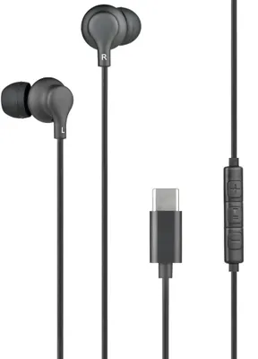 Produktbild von BigBen Connected, USB C In-Ear-Kopfhörer Schwarz mit Fernbedienung und Mikrofon, Schwarz
