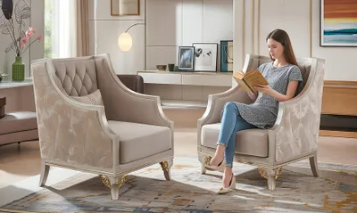 Obrázek produktu pro Pohodlná sada křesel s ergonomickým čalouněním a zlatými detaily