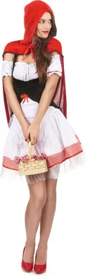 Produktbild von Süsses Rotkäppchen Damenkostüm Märchen weiss-schwarz-rot