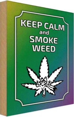Produktbild von vianmo Holzschild 30x20 cm keep calm and smoke weed