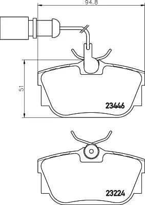 Produktbild von HELLA Bremsbeläge Satz Hinten Bremsklötze für VW Transporter IV Bus (70B, 70C, 7DB, 7DK, 70J, 70K, 7DC, 7DJ) 8DB 355 018-571