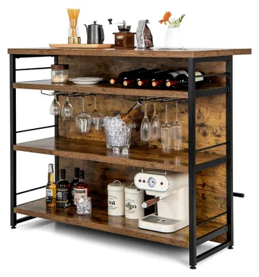 Produktbild von Hausbar mit 4 offenen Ablagen, Barschrank und Weinregal, Bartisch Küchen Tresentisch 120 x 60 x 101 cm