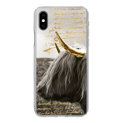 Produktbild von MuchoWow® Handyhülle Schutzhülle Hülle für iPhone Xs Schottischer Highlander - Gold - Hoorn Silikon Softcase Handy Hülle - Handytasche