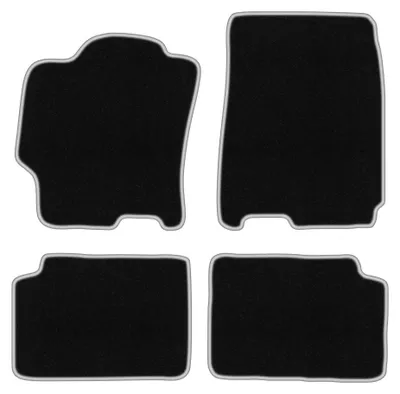 Produktbild von Velours-Fußmatten für Mazda 323 BJ 1998-2003 (Limousine/Schrägheck/Kombi) – 4-tlg, Schwarz/Silber, passgenau – Wielganizator CARLUX