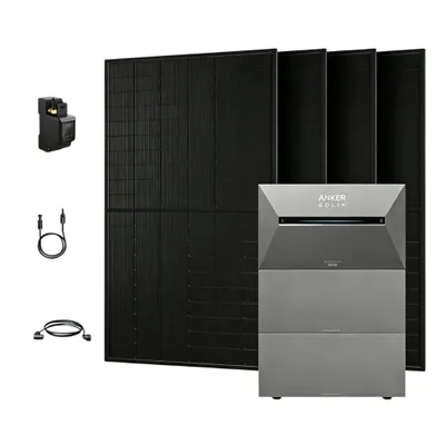 Produktbild von Powerness Balkonkraftwerk mit Speicher,Anker SOLIX Solarbank 3 E2700 Pro + 2x BP2700 Erweiterungsakku & 2000W Bifazial PV Panel & Smart Meter