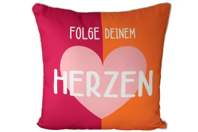 Obrázek produktu pro Polštářek Gilde, čtvercový, "Pop Heart", rčení, polyester, oranžová, růžová,Polyuretan3, š. 45 cm, v. 45 cm 51994