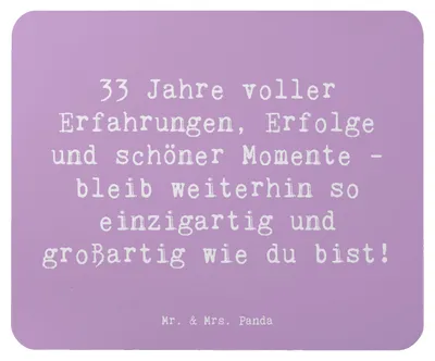 Produktbild von Mr. & Mrs. Panda Mauspad Spruch 33. Geburtstag - Lavendeltraum - Geschenk, Mousepad, mausteppich, Happy Birthday, Geburtstagsgeschenk, laptop, besondere Geburtstagsfeier
