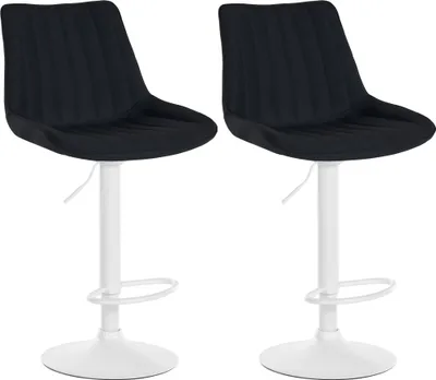 Produktbild von 2er Set Barhocker HLO-CP295 Stoff weiß  schwarz