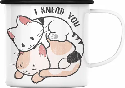 Produktbild von Trendation - Valentinstag Emaille Tasse Geschenk für Ihn Sie Lustig Katze Geschenkidee Becher Freund Freundin Liebe Paare (Schwarz)